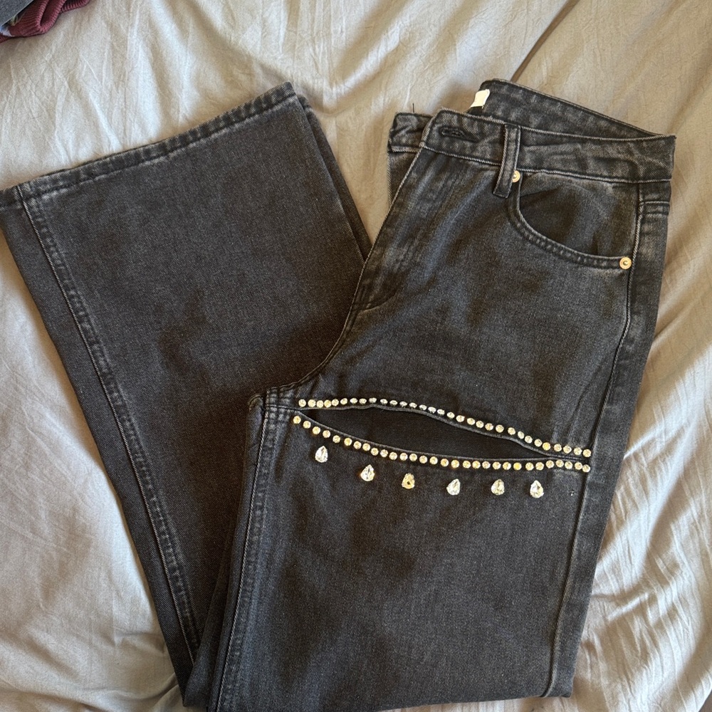 Forever 21 Embellished Black Jeans (missing two jewels)